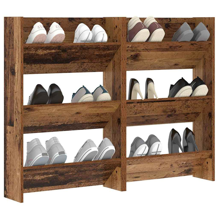 VidaXL Schuhschrank 2 Stk. Altholz 60 x 18 x 90 cm verarbeitetes Holz