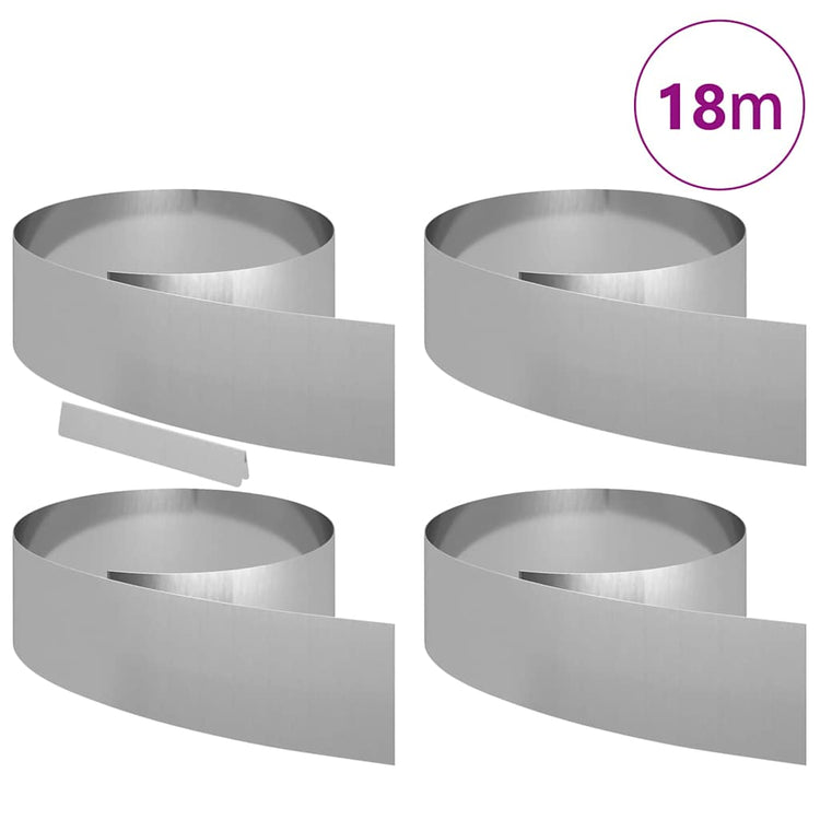 Vidaxl Gartenkante 4 Stück Silber 450 x 0,05 x 15 cm verzinkter Stahl