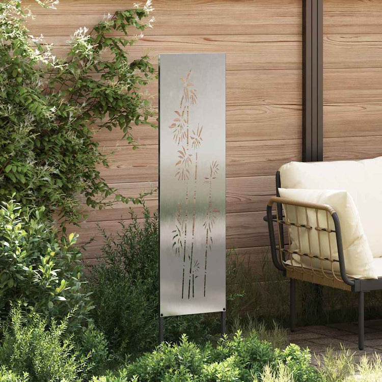 VidaXL Garten-Sichtschutz Blumen Silber 32 x 140 cm Edelstahl