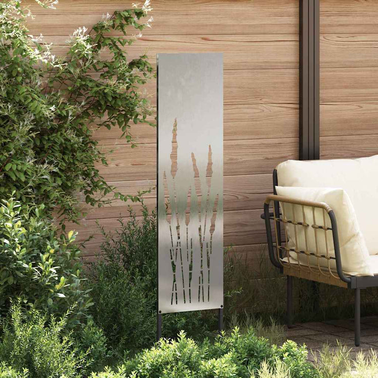 VidaXL Garten-Sichtschutz Laubsägewerk Silber 32 x 140 cm Edelstahl