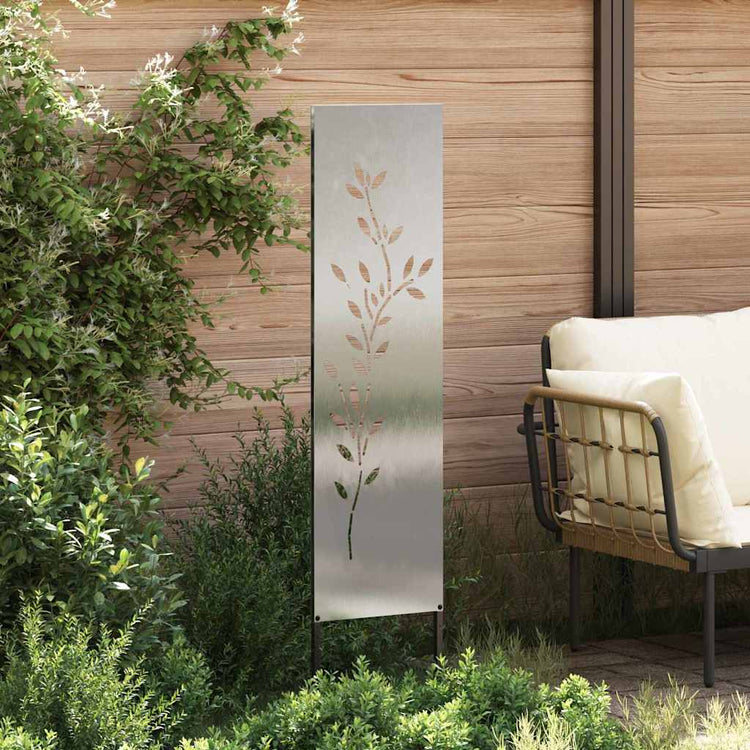 VidaXL Garten-Sichtschutz Blumen Silber 32 x 140 cm Edelstahl