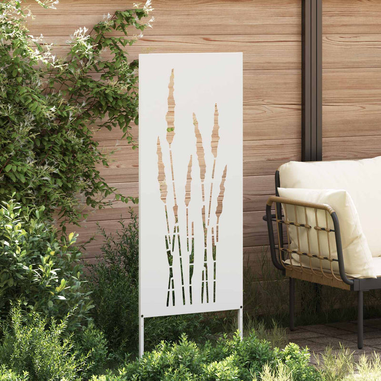 Vidaxxl Garten-Sichtschutz Blumen weiß 50 x 140 cm kaltgewalzter Stahl