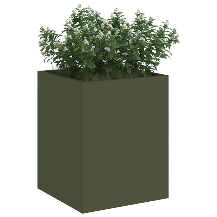 Vidaxl Gartenblumentopf olivgrün 32 x 32 x 40 cm kaltgewalzter Stahl