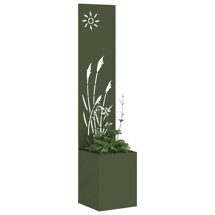Vidaxxl Garten-Sichtschutz Olivgrün 32 x 140 cm kaltgewalzter Stahl