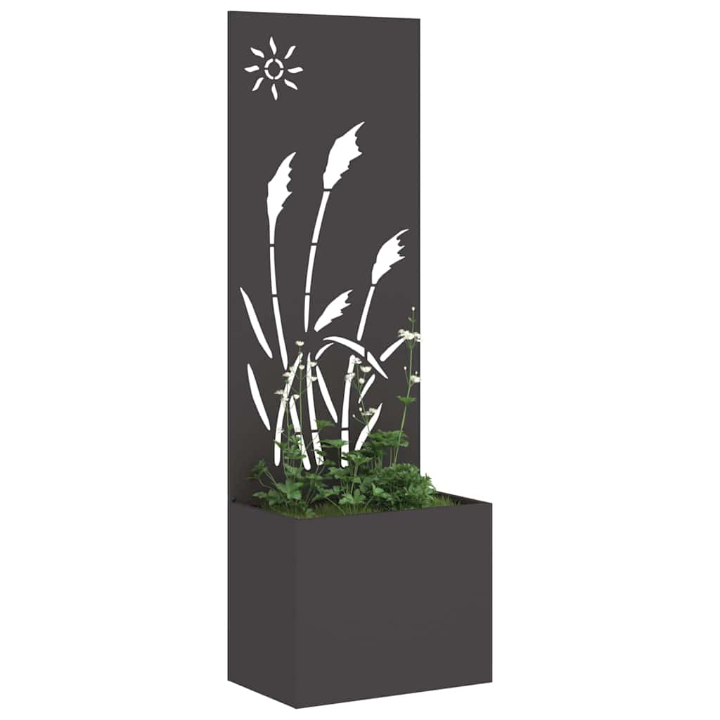 Vidaxxl Garten-Sichtschutz schwarz 50 x 140 cm kaltgewalzter Stahl