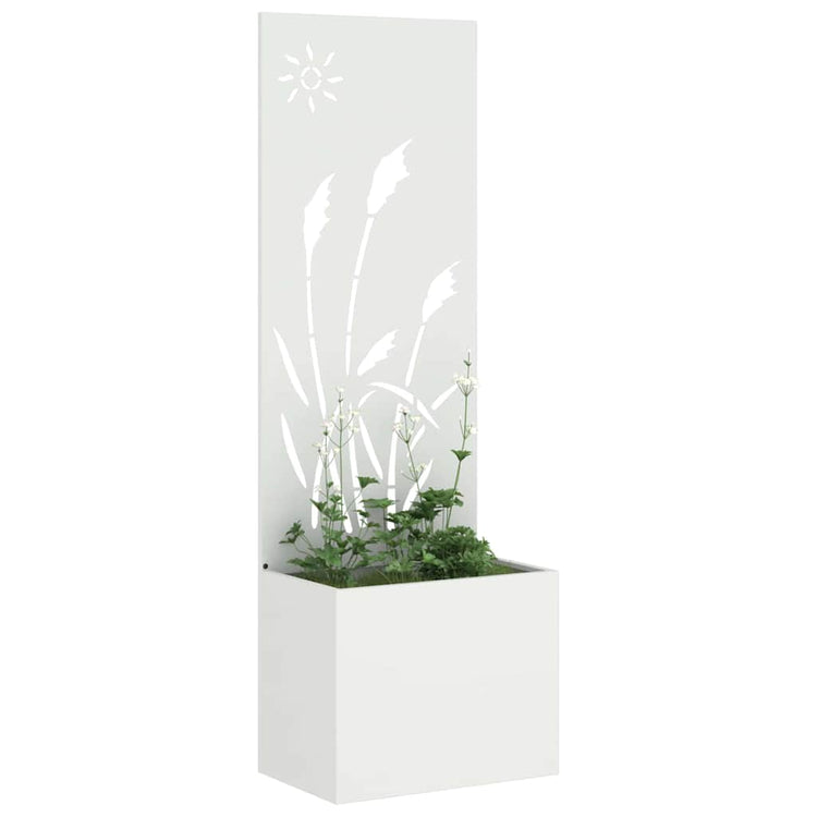 VidaXL Garten-Sichtschutz Laubsägearbeit weiß 50 x 140 cm kaltgewalzter Stahl