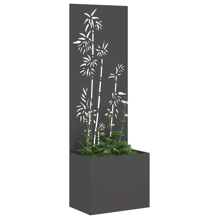 Vidaxxl Garten-Sichtschutz Blumen schwarz 50 x 140 cm kaltgewalzter Stahl