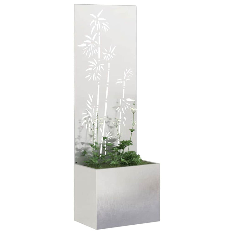 Vidaxxl Garten-Sichtschutz Blumen Silber 50 x 140 cm Edelstahl