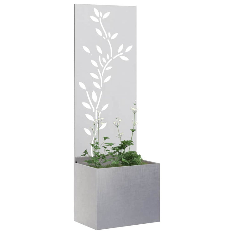 Vidaxxl Garten-Sichtschutz Blumen Silber 50 x 140 cm Edelstahl