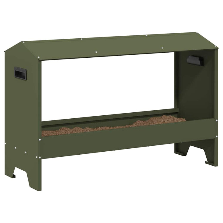 Vidaxxl Hühnerfutterstation Olivgrün 81 x 32 x 53,5 cm
