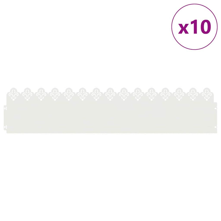 Vidaxl Rasenkanten 10 Stück weiß 103 x 0,05 x 22 cm Stahl