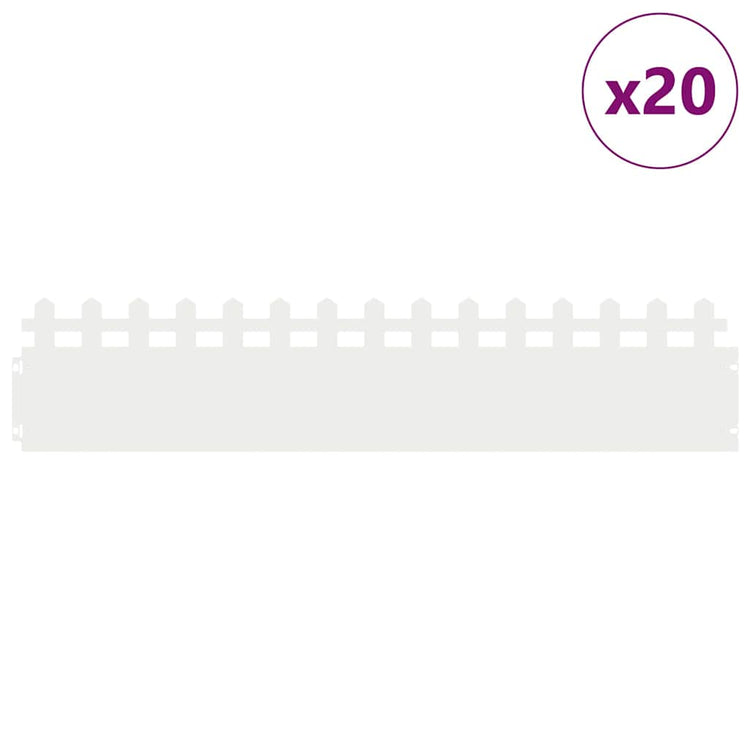 Vidaxl Rasenkanten 20 Stück weiß 103 x 0,05 x 22 cm Stahl