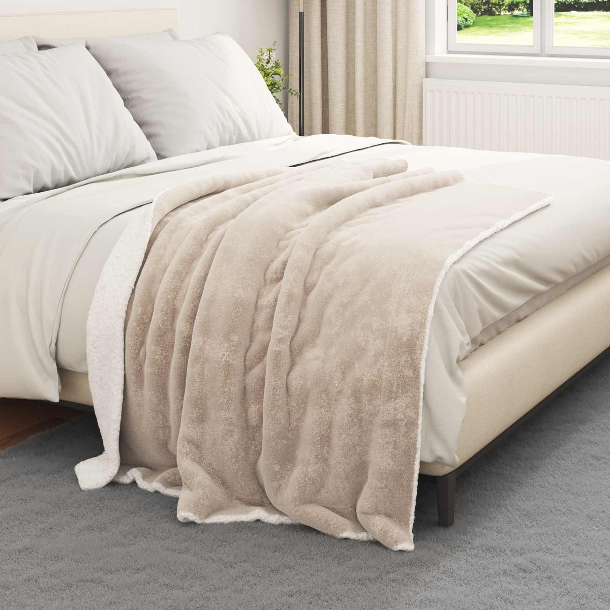 Vidaxl Überwurfdecke beige 130 x 150 cm Fleece