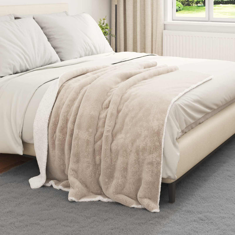 Vidaxl Überwurfdecke beige 130 x 150 cm Fleece