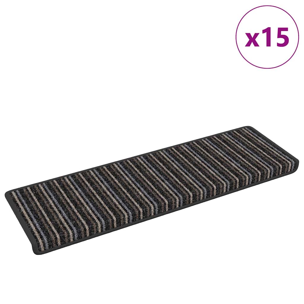 Vidaxx selbstklebende Stufenmatten 15 Stück Anthrazit 65 x 21 x 4 cm