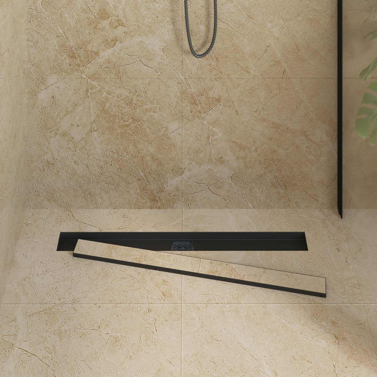 Vidaxx Duschrinne 2-in-1 mit 360° Siphon Schwarz 80 cm