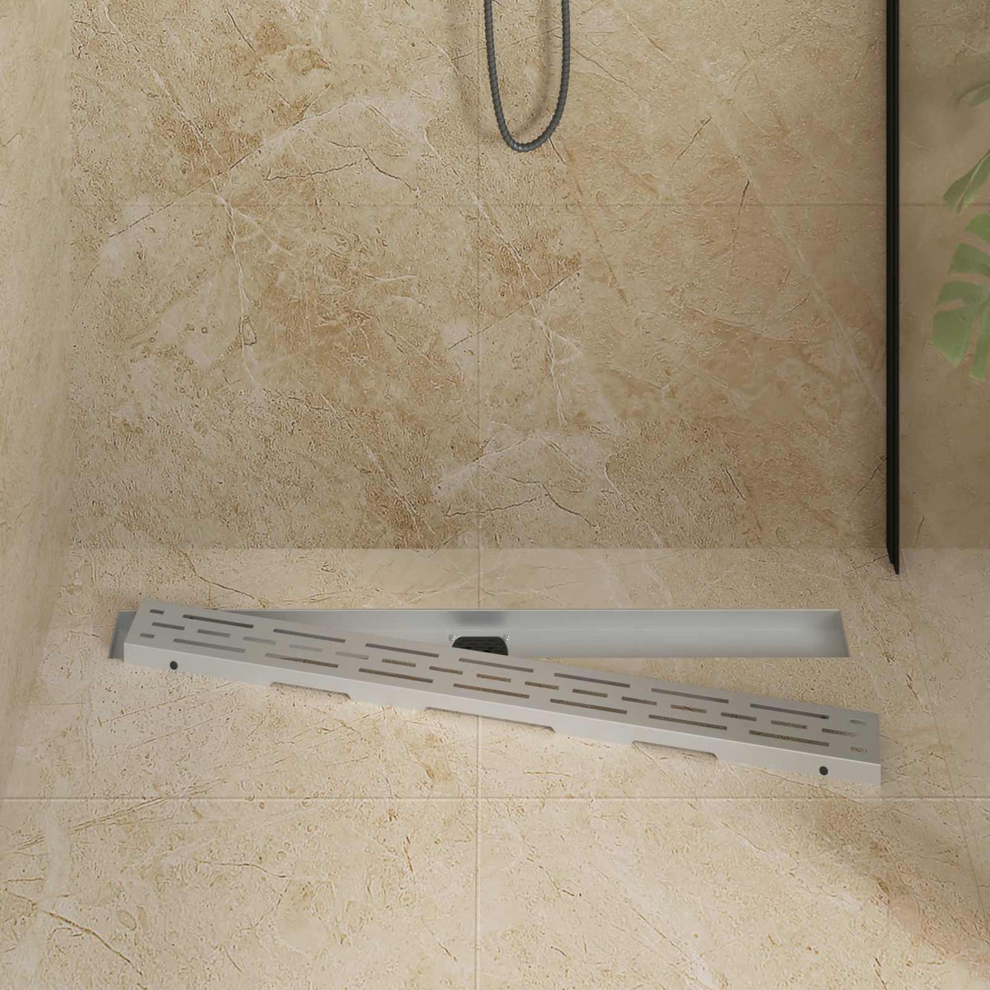 Vidaxx Duschrinne Glasabdeckung mit 360° Siphon Silber 90 cm