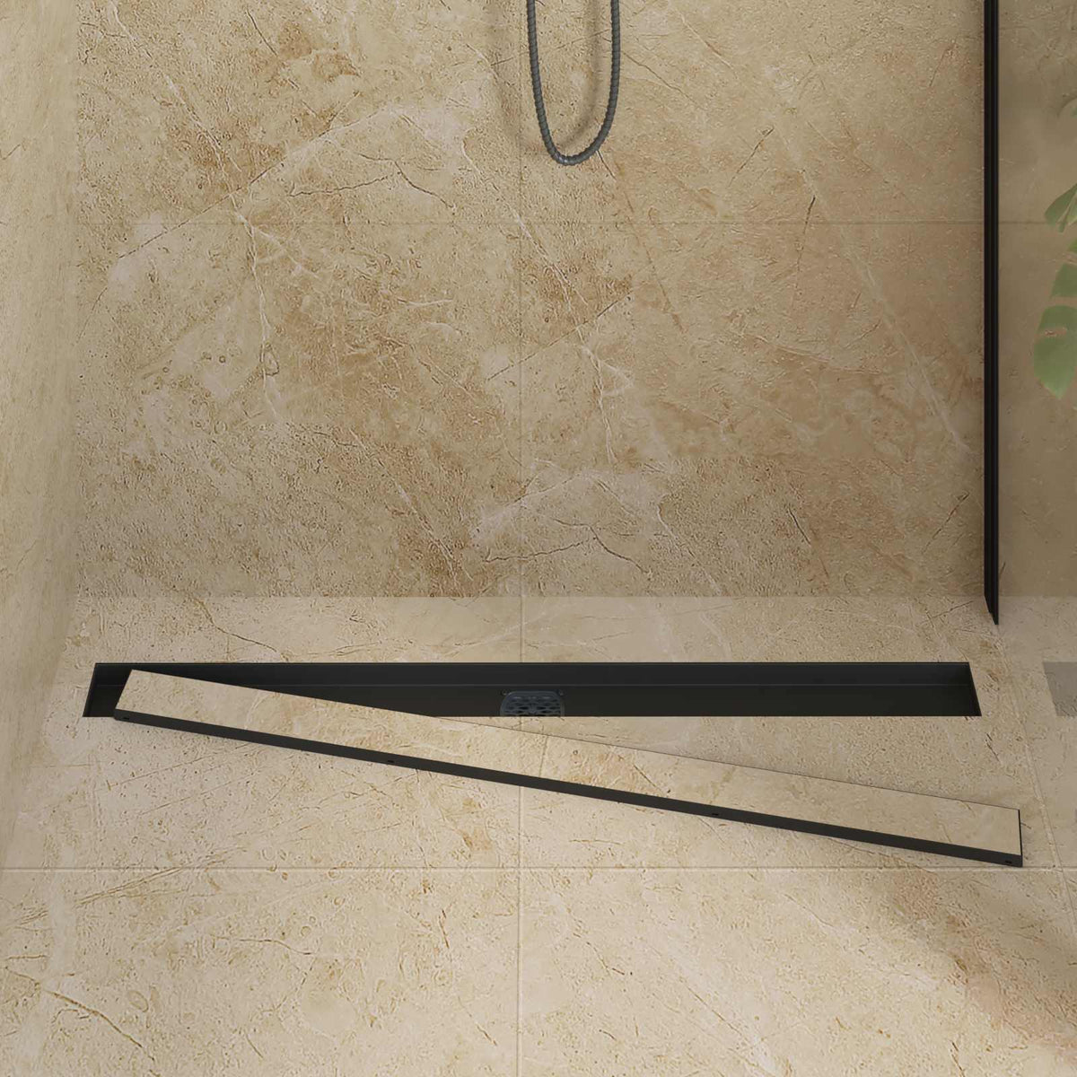 Vidaxx Duschrinne 2-in-1 mit 360° Siphon Schwarz 100 cm