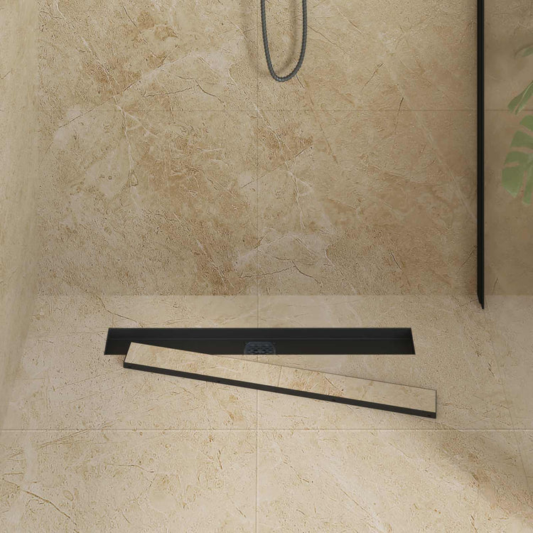 Vidaxx Duschrinne 2-in-1 mit 360° Siphon Schwarz 70 cm