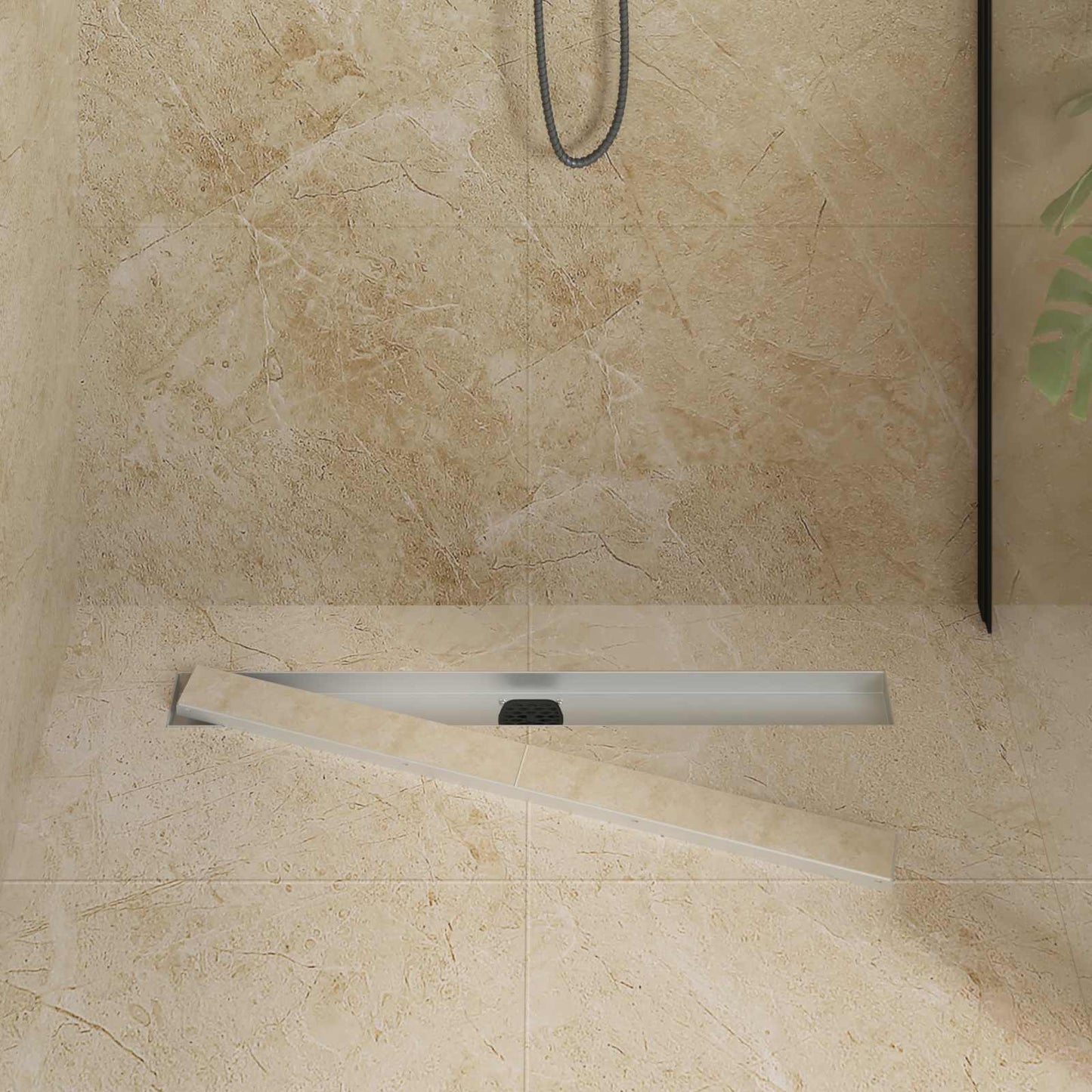 Vidaxx Duschrinne 2-in-1 mit 360° Siphon Silber 80 cm