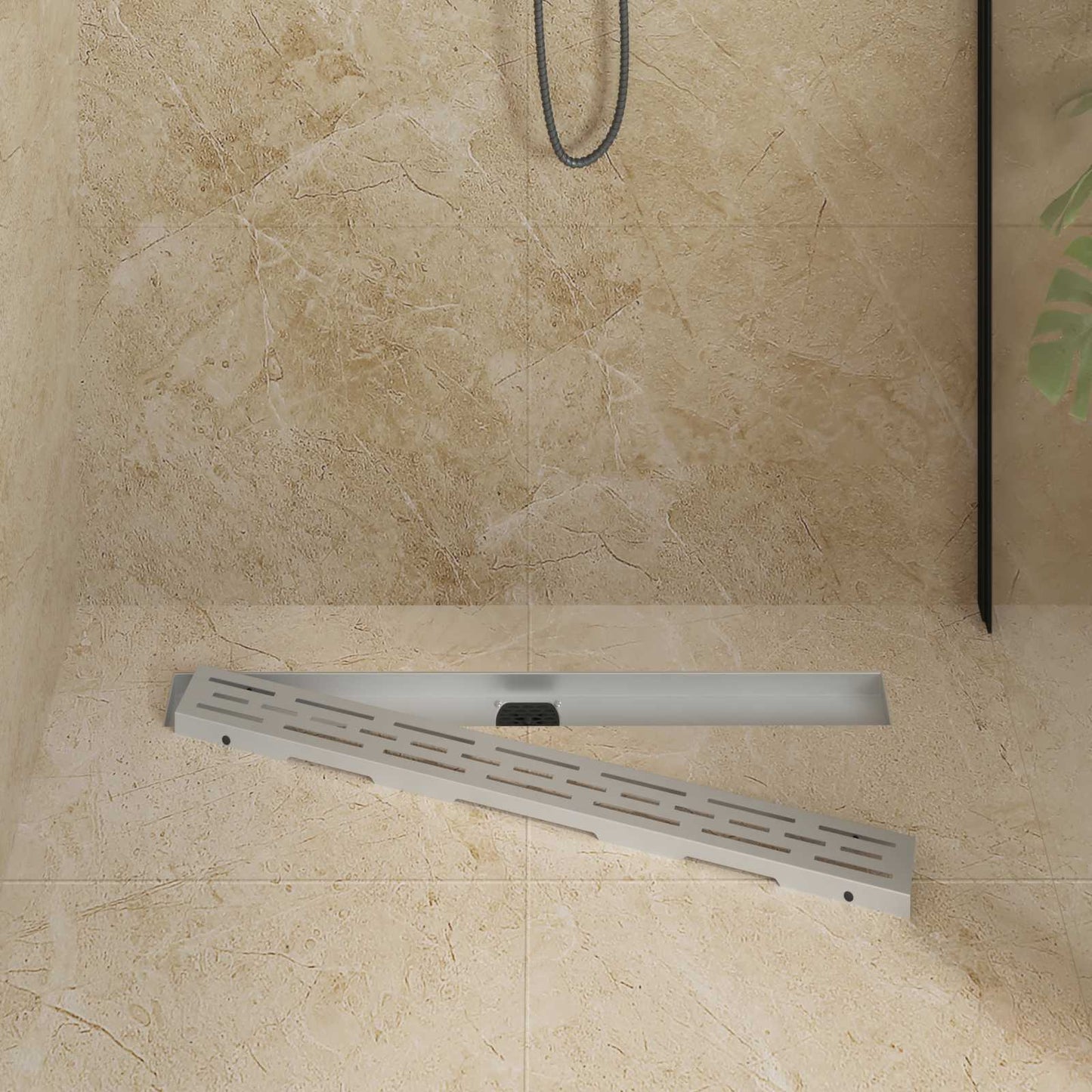 Vidaxx Duschrinne Glasabdeckung mit 360° Siphon Silber 80 cm