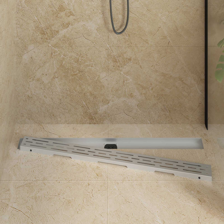 Vidaxx Duschrinne Glasabdeckung mit 360° Siphon Silber 100 cm