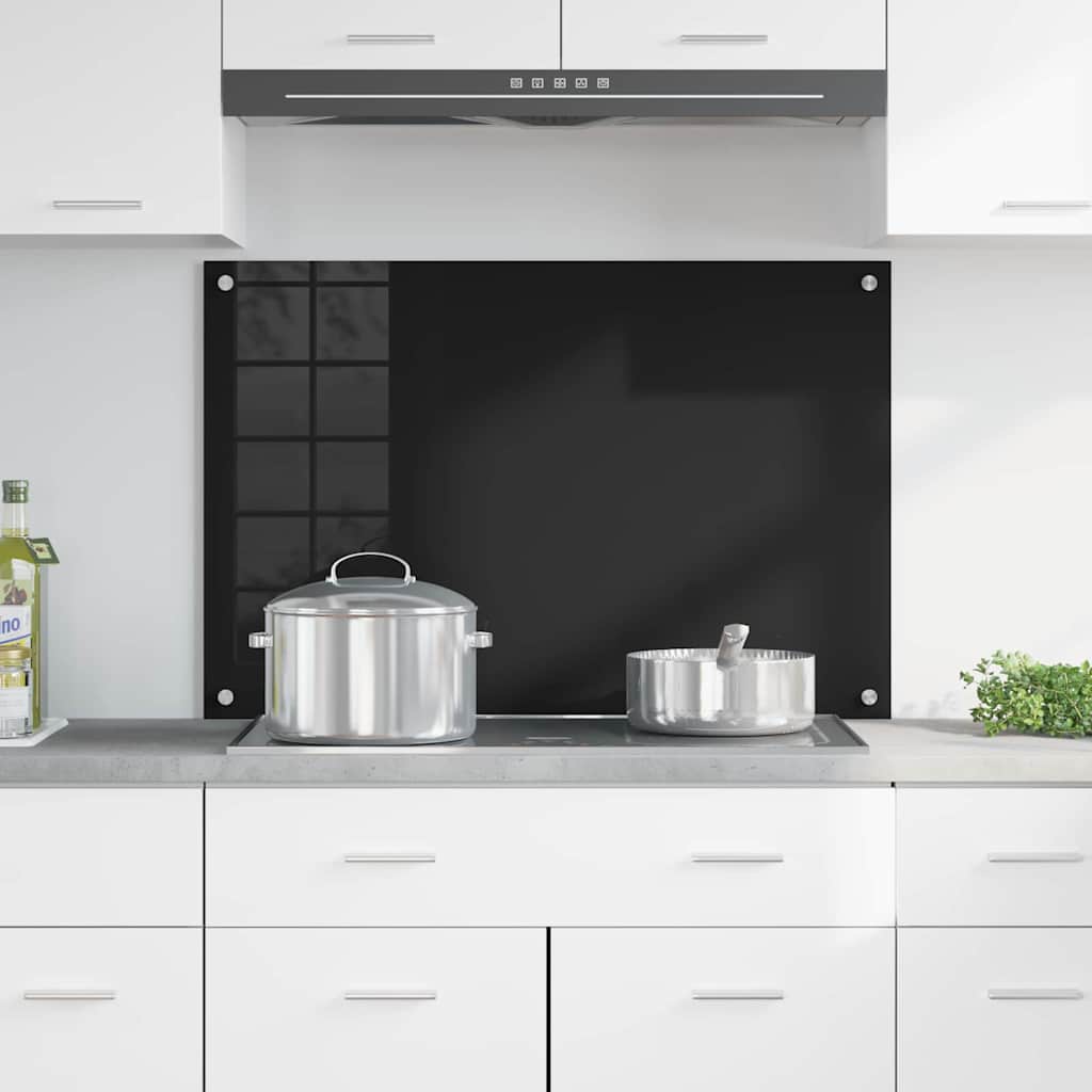 Vidaxx Küchenrückwand Schwarz 90 x 60 cm Hartglas