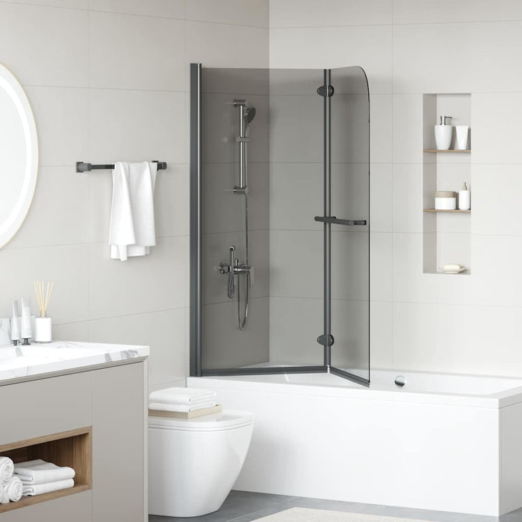 Vidaxx Duschabtrennung schwarz 95 x 140 cm ESG-Glas und Aluminium