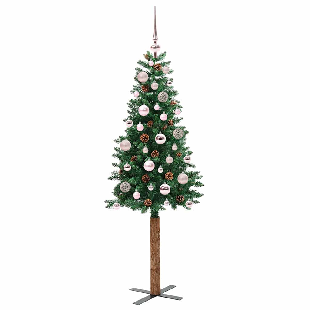 Vidaxx schlanker Weihnachtsbaum grün 150 cm aus PVC und massivem Kiefernholz