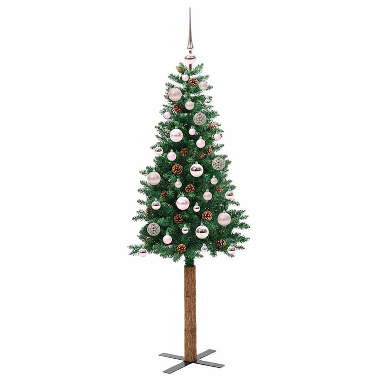 Vidaxx schlanker Weihnachtsbaum grün 150 cm aus PVC und massivem Kiefernholz
