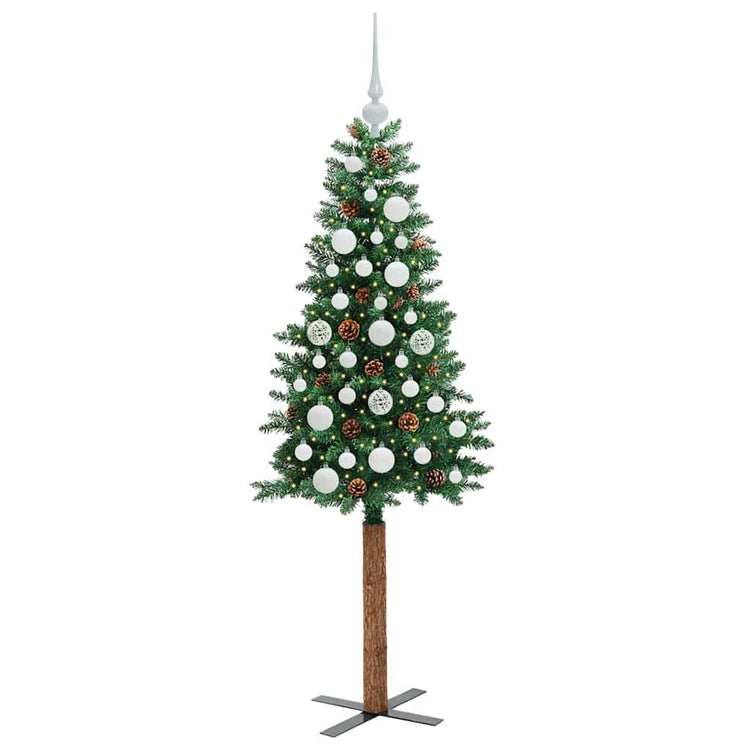 Vidaxx schlanker Weihnachtsbaum grün 150 cm aus PVC und massivem Kiefernholz