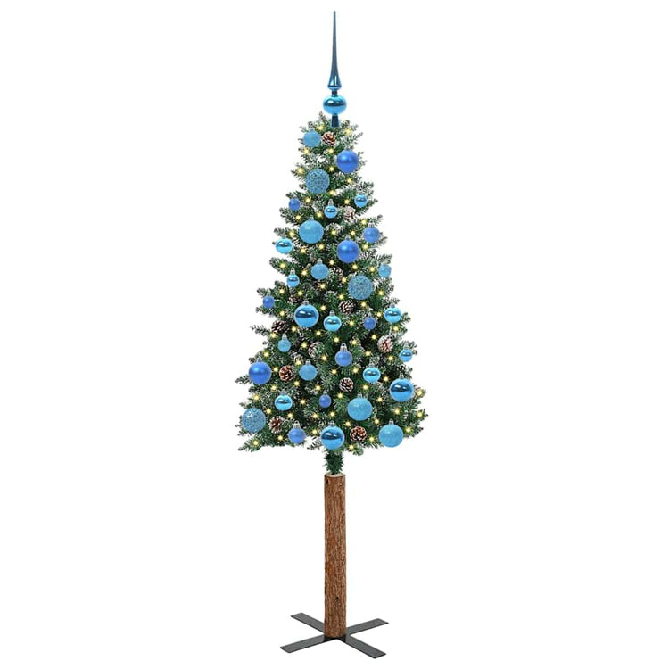 Vidaxx schlanker Weihnachtsbaum grün 150 cm aus PVC und massivem Kiefernholz
