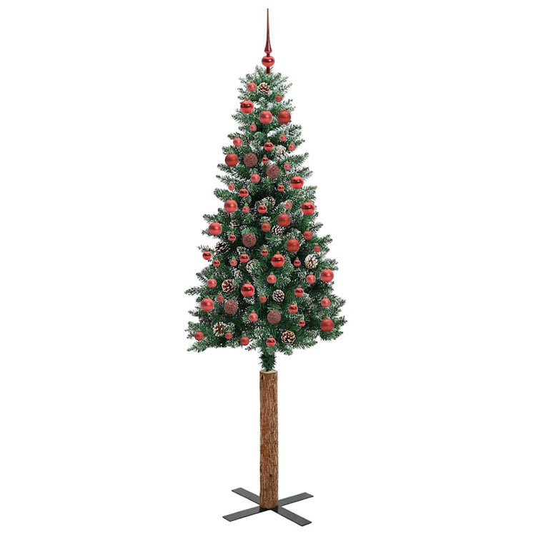 Vidaxx schlanker Weihnachtsbaum grün 180 cm aus PVC und massivem Kiefernholz