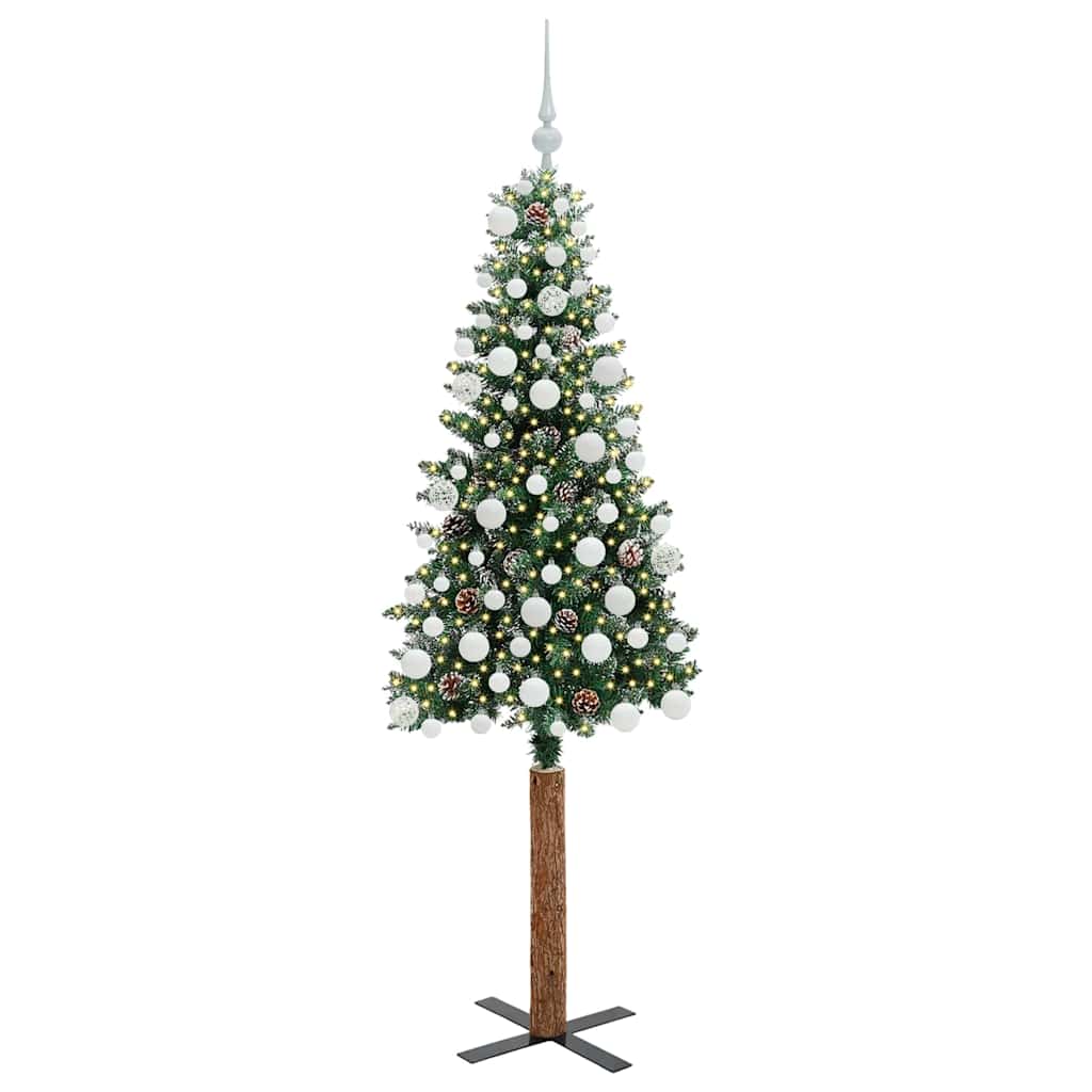 Vidaxx schlanker Weihnachtsbaum grün 180 cm aus PVC und massivem Kiefernholz