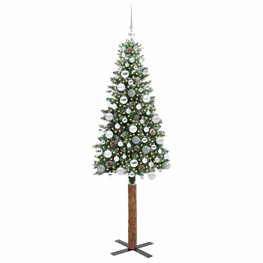 Vidaxx schlanker Weihnachtsbaum grün 180 cm aus PVC und massivem Kiefernholz