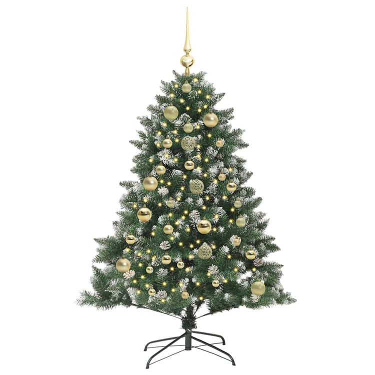 VidaXL künstlicher Weihnachtsbaum mit 150 LEDs grün, 150 cm PVC und Kunststoff und Stahl