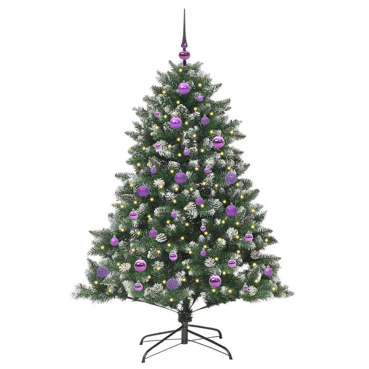 VidaXL künstlicher Weihnachtsbaum mit 150 LEDs grün, 150 cm PVC und Kunststoff und Stahl