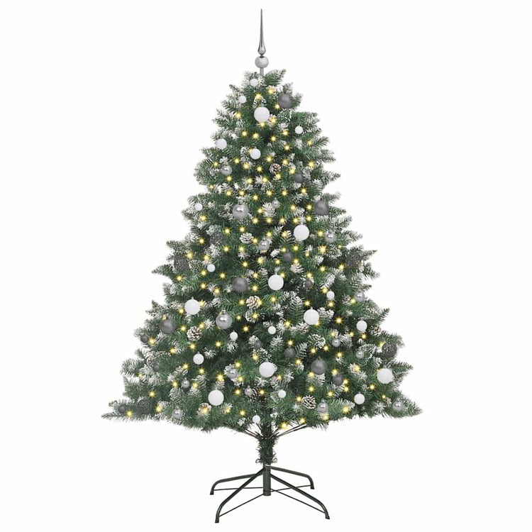 VidaXL künstlicher Weihnachtsbaum mit 300 LEDs grün, 210 cm PVC und Kunststoff und Stahl