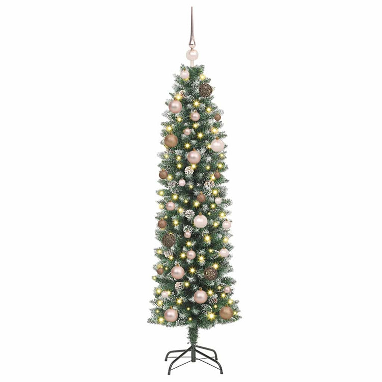 Vidaxx künstlicher schlanker Weihnachtsbaum mit 150 LED grün und weiß 150 cm