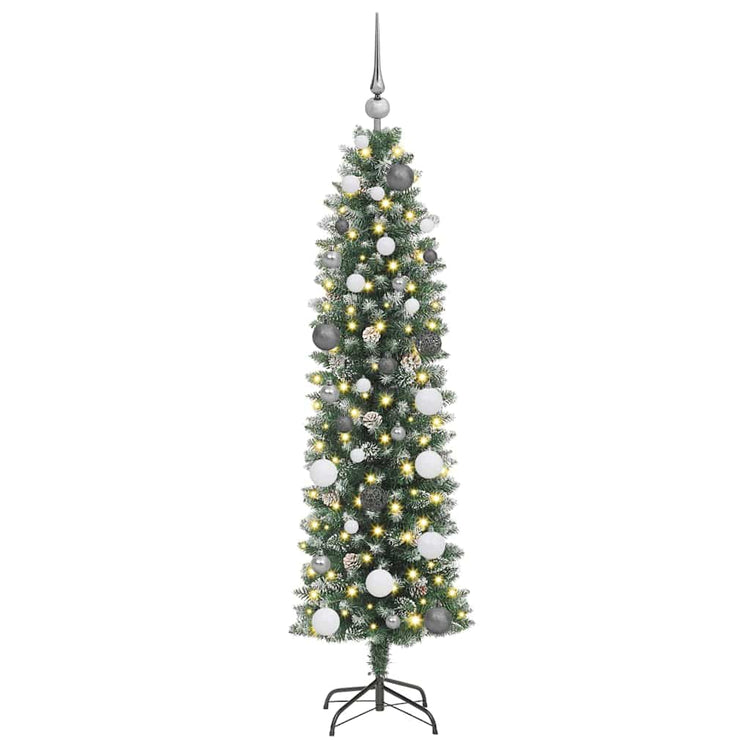VidaXL künstlicher schlanker Weihnachtsbaum mit 150 LED grün und weiß 150 cm