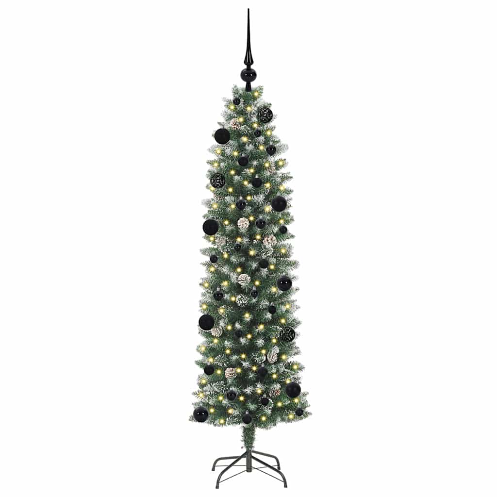 VidaXL künstlicher schlanker Weihnachtsbaum mit 150 LED grün und weiß 150 cm