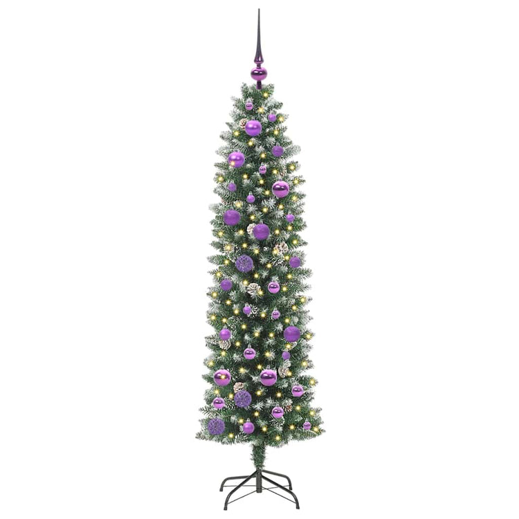 VidaXL künstlicher schlanker Weihnachtsbaum mit 150 LED grün und weiß 150 cm