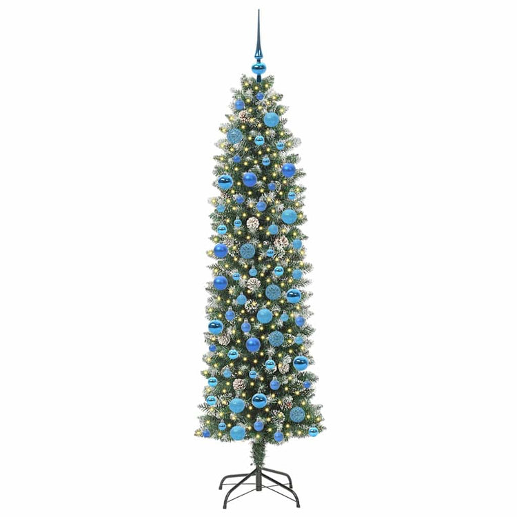 Vidaxx künstlicher schlanker Weihnachtsbaum mit 300 LED grün und weiß 180 cm