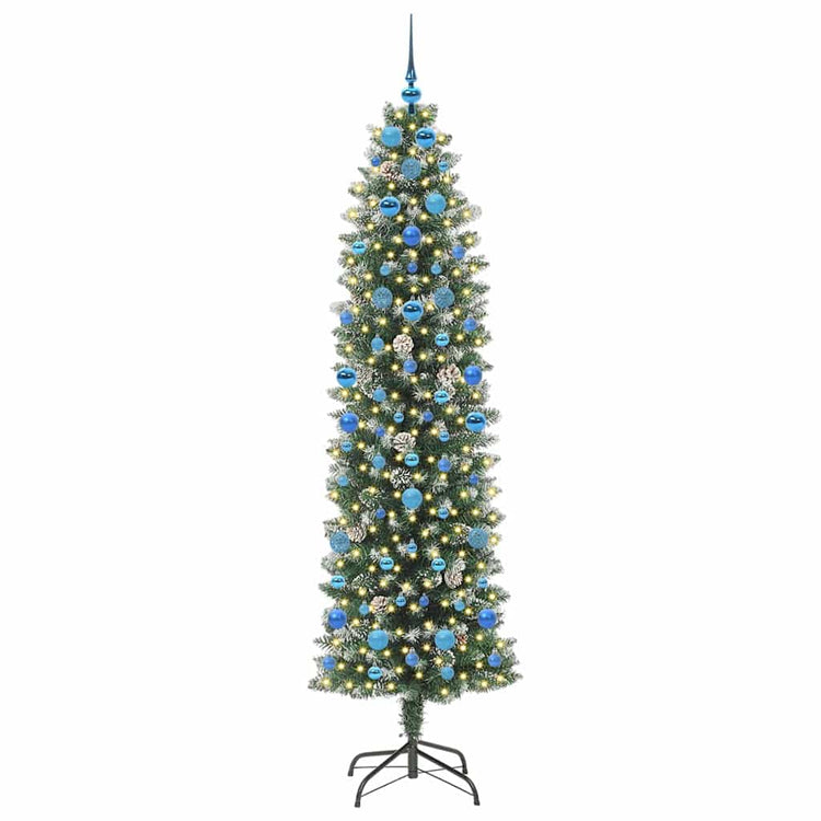Vidaxx künstlicher schlanker Weihnachtsbaum mit 300 LED grün und weiß 210 cm