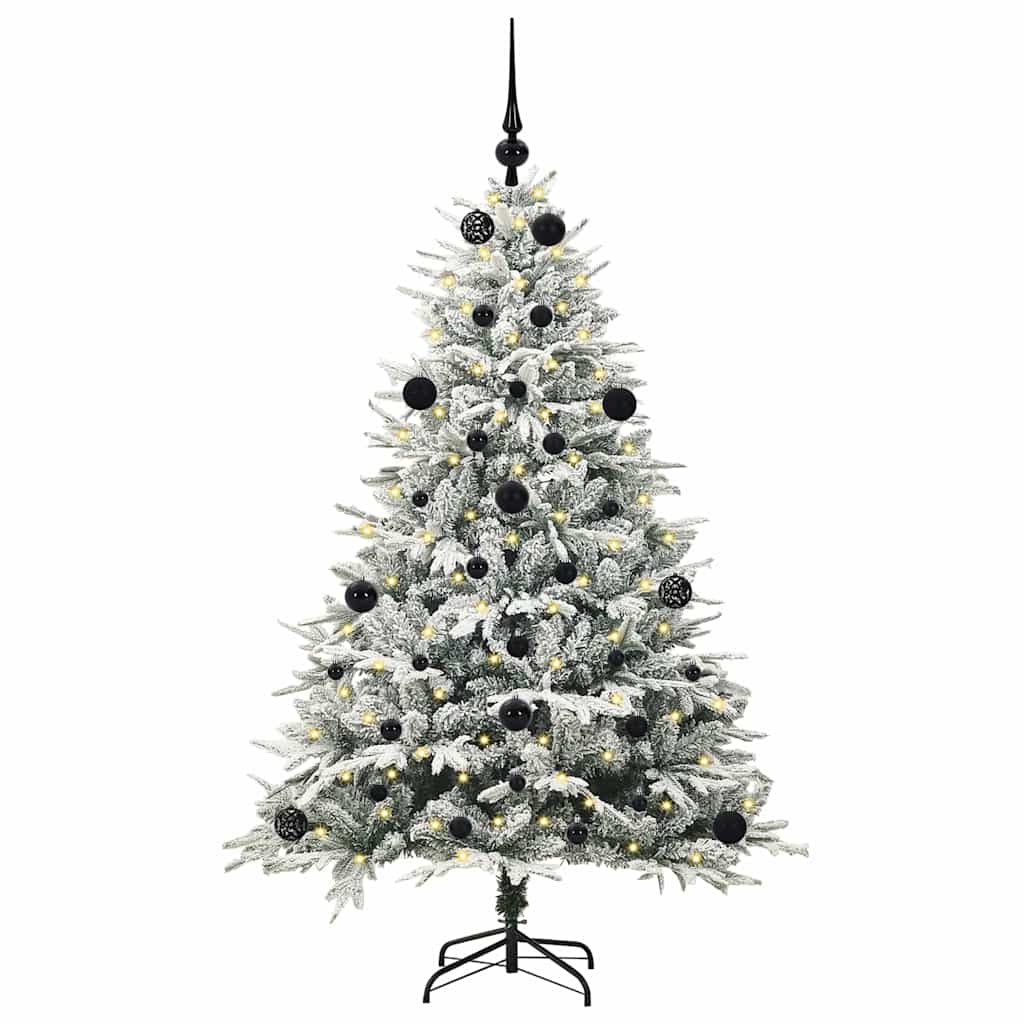VidaXL künstlicher beleuchteter Weihnachtsbaum mit Kugelset Grün 150 cm