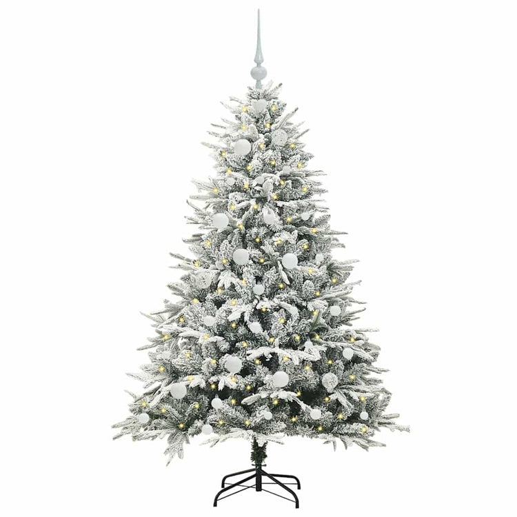 VidaXL künstlicher beleuchteter Weihnachtsbaum mit Kugelset Grün 150 cm