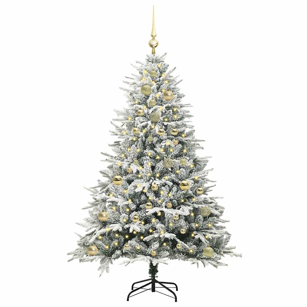 VidaXL künstlicher beleuchteter Weihnachtsbaum mit Kugelset Grün 150 cm