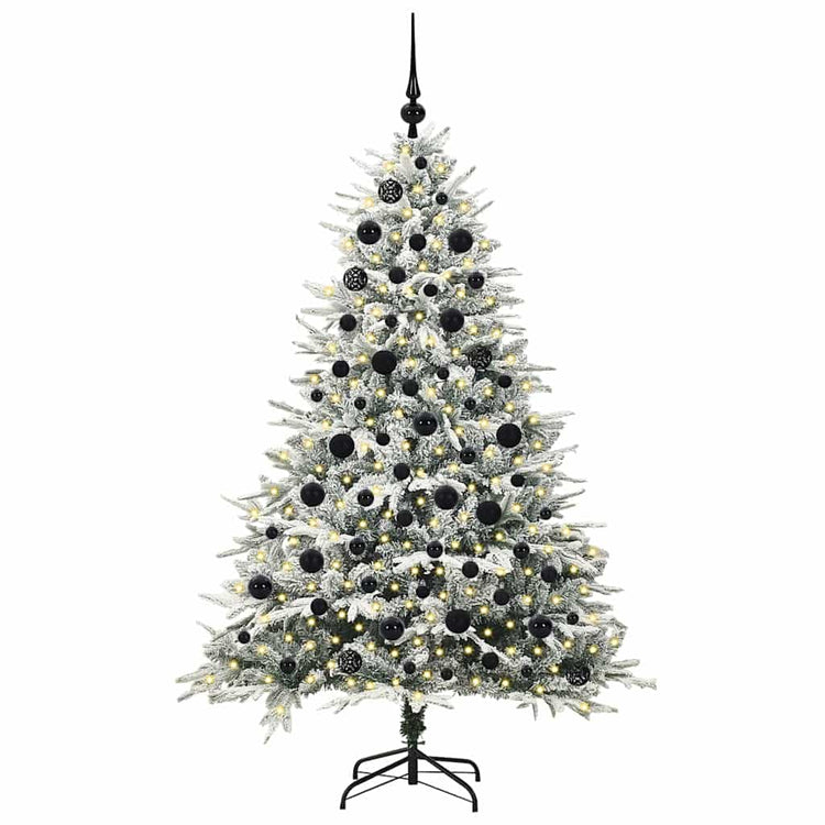 VidaXL künstlicher beleuchteter Weihnachtsbaum mit Kugelset Grün 180 cm