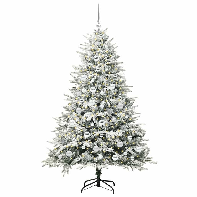VidaXL künstlicher beleuchteter Weihnachtsbaum mit Kugelset Grün 180 cm