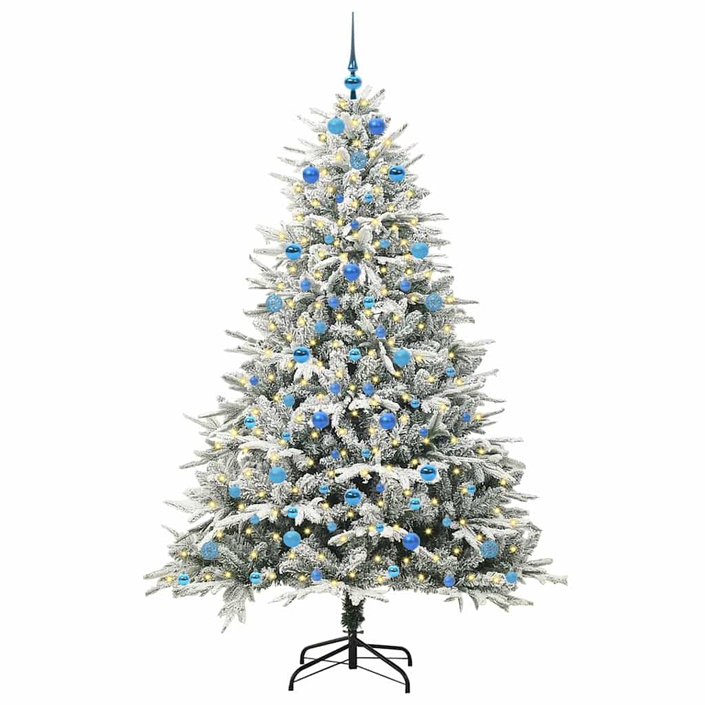 VidaXL künstlicher beleuchteter Weihnachtsbaum mit Kugelset grün 210 cm